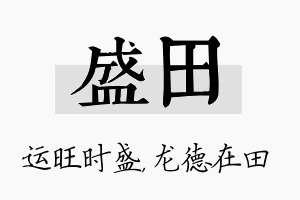 盛田名字的寓意及含义