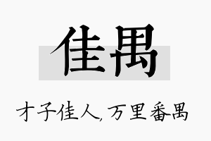 佳禺名字的寓意及含义