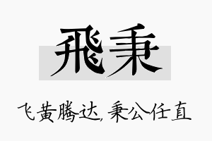 飞秉名字的寓意及含义