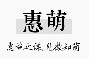 惠萌名字的寓意及含义