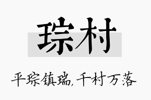 琮村名字的寓意及含义