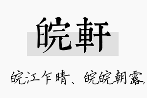 皖轩名字的寓意及含义