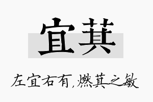 宜萁名字的寓意及含义