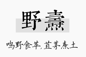 野焘名字的寓意及含义