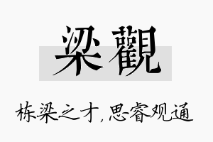 梁观名字的寓意及含义