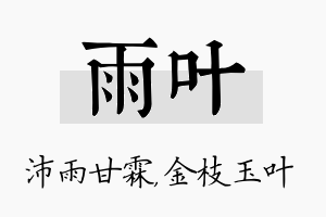 雨叶名字的寓意及含义