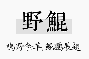 野鲲名字的寓意及含义