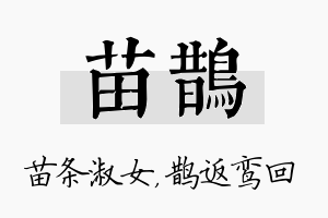 苗鹊名字的寓意及含义