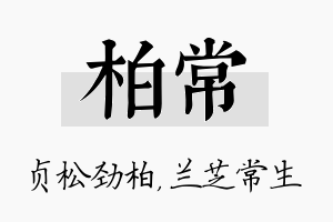 柏常名字的寓意及含义