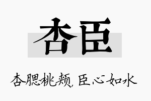 杏臣名字的寓意及含义