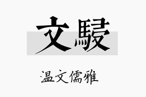 文骎名字的寓意及含义