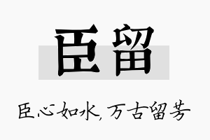 臣留名字的寓意及含义