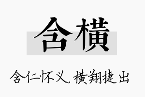 含横名字的寓意及含义