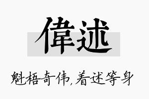 伟述名字的寓意及含义