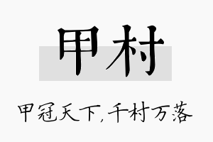 甲村名字的寓意及含义