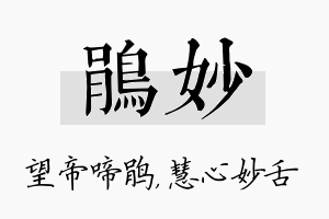 鹃妙名字的寓意及含义