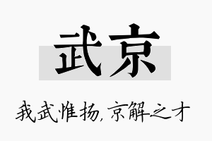 武京名字的寓意及含义