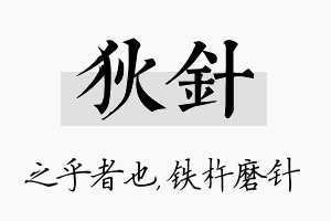 狄针名字的寓意及含义