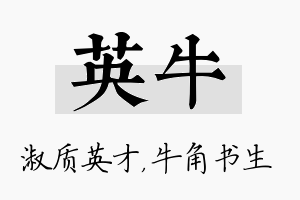 英牛名字的寓意及含义