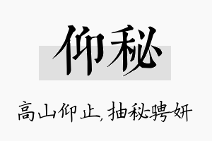 仰秘名字的寓意及含义