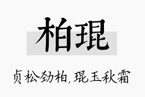 柏琨名字的寓意及含义