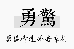 勇惊名字的寓意及含义