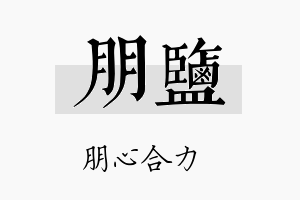 朋盐名字的寓意及含义