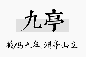 九亭名字的寓意及含义