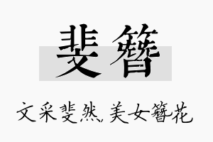 斐簪名字的寓意及含义