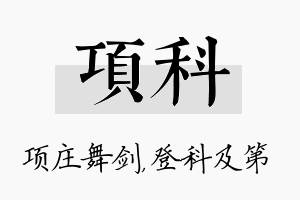 项科名字的寓意及含义