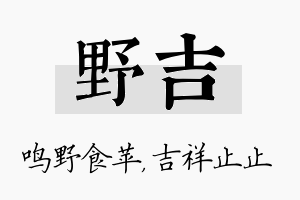 野吉名字的寓意及含义