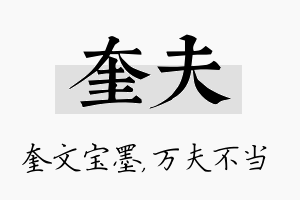 奎夫名字的寓意及含义