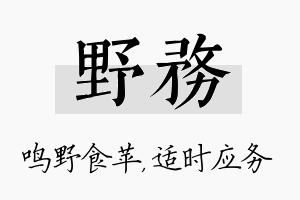 野务名字的寓意及含义