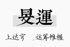 旻运名字的寓意及含义