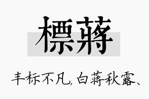 标蒋名字的寓意及含义