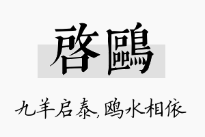 启鸥名字的寓意及含义