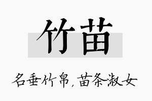 竹苗名字的寓意及含义