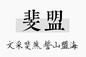 斐盟名字的寓意及含义