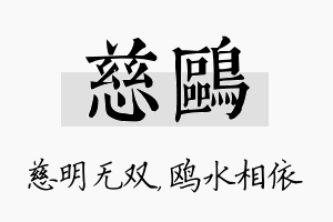 慈鸥名字的寓意及含义