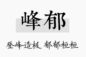 峰郁名字的寓意及含义