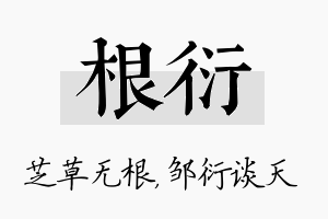 根衍名字的寓意及含义