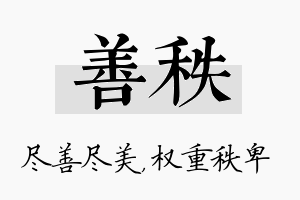 善秩名字的寓意及含义