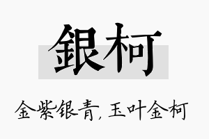 银柯名字的寓意及含义