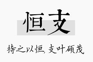 恒支名字的寓意及含义