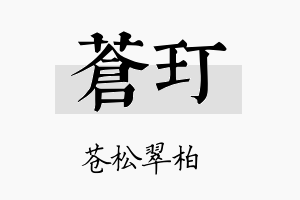 苍玎名字的寓意及含义