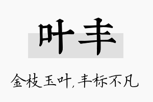 叶丰名字的寓意及含义