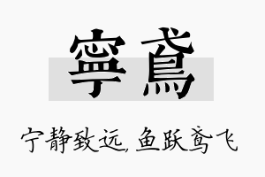 宁鸢名字的寓意及含义