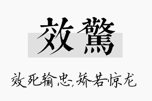 效惊名字的寓意及含义