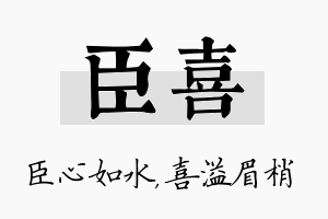 臣喜名字的寓意及含义