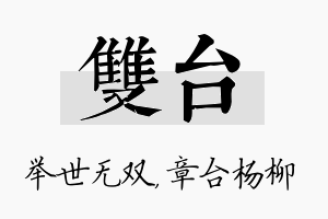 双台名字的寓意及含义